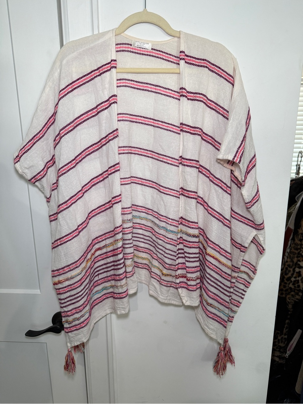 ✨ GORGEOUS Boho Striped Open-Front Kimono / Swim Cover-Up EUC✨
